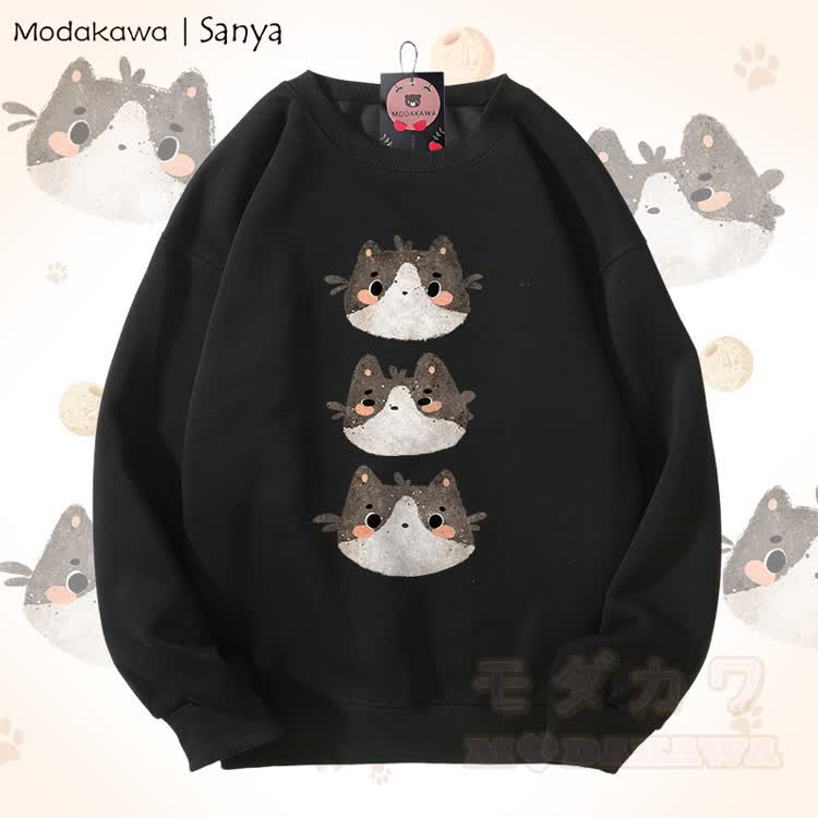 MODAKAWA X Sanya Unisex-Sweatshirt mit drei Hamstern Grafik - Schwarz - 5XL - image 2