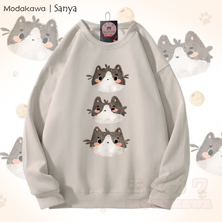 MODAKAWA X Sanya Unisex-Sweatshirt mit drei Hamstern Grafik - Hellbeige - 5XL - image 1