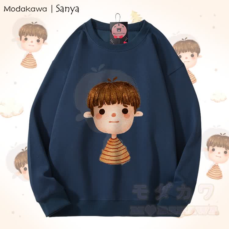 MODAKAWA X Sanya Boy Graphic Unisex Sweatshirt - Staubiges Blau - 5XL - image 1