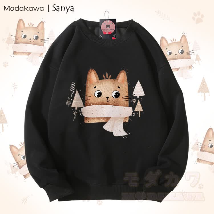 MODAKAWA X Sanya Katzenschal Grafik Unisex Sweatshirt - Schwarz - 5XL - image 2