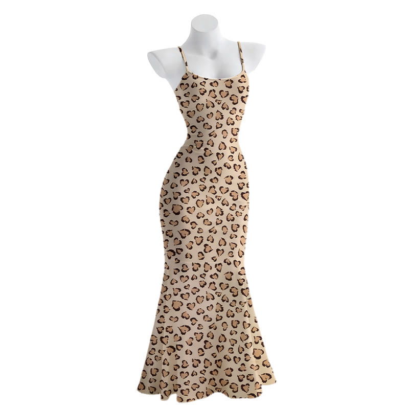 Maxikleid im Meerjungfrauenstil mit Leopardenmuster, Spaghettiträgern und Leopardenmuster - Leopard Print - 5XL - image 2