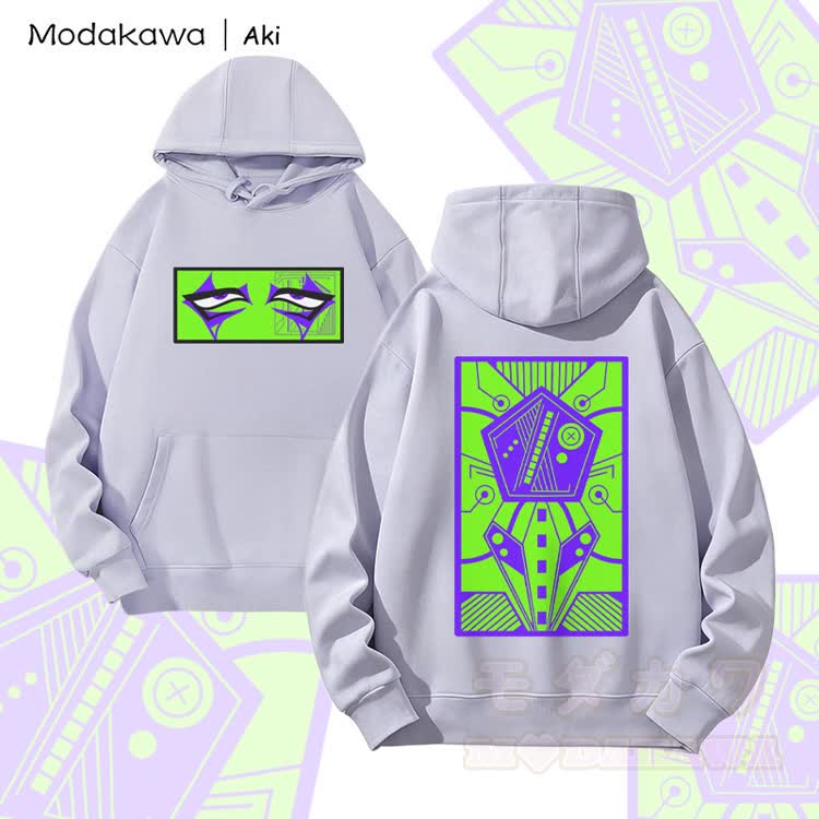 MODAKAWA X Aki Cyberpunk Neon Eye Graphic Heavyweight Hoodie - Lavendel - 2XL - image 1