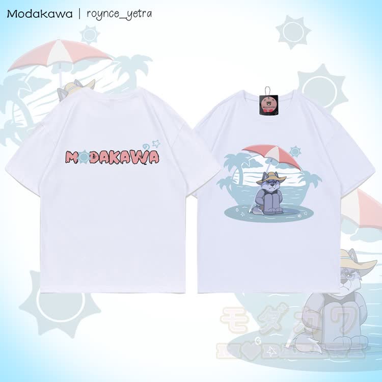 MODAKAWA X roynce_yetra Beach Wolf Grafik T-Shirt aus 100 % Baumwolle - Weiß - 5XL - image 2