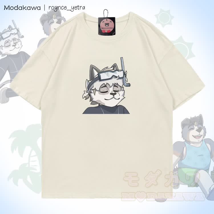 MODAKAWA X roynce_yetra Schnorchelkatze Grafik 100% Baumwolle T-Shirt - Hellbeige - 5XL - image 2