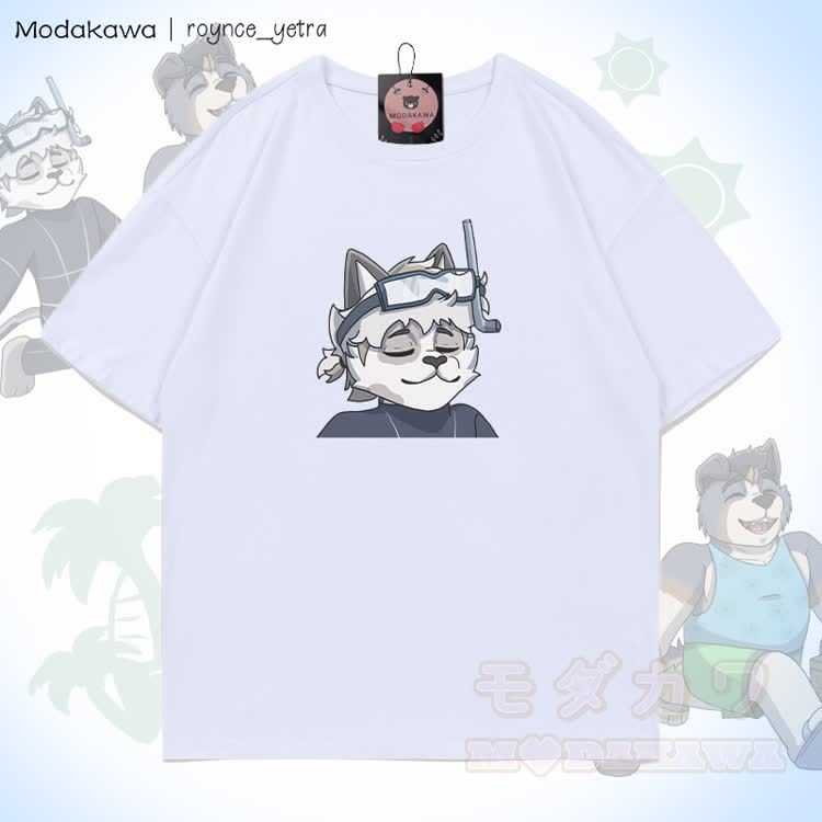MODAKAWA X roynce_yetra Schnorchelkatze Grafik 100% Baumwolle T-Shirt - Weiß - 5XL - image 1