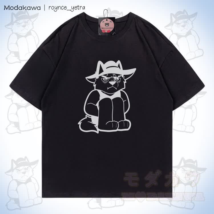 MODAKAWA X roynce_yetra Grumpy Cat Grafik T-Shirt aus 100% Baumwolle - Schwarz - 5XL - image 2