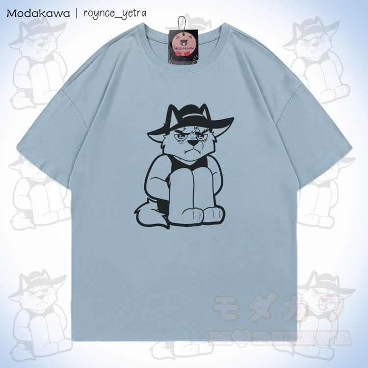 MODAKAWA X roynce_yetra Grumpy Cat Grafik T-Shirt aus 100% Baumwolle - Hellgraublau - 5XL - image 1