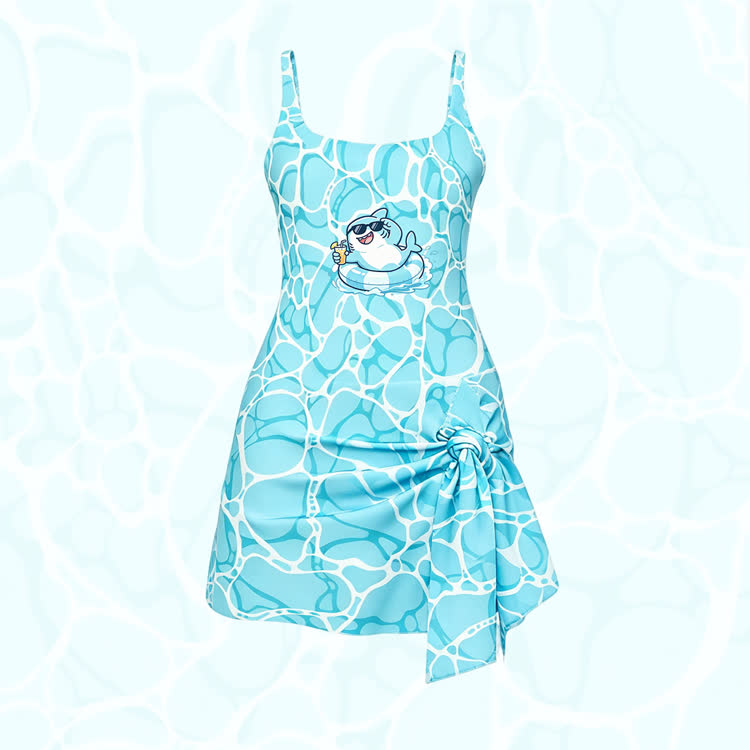 Modakawa Badekleid mit Hai-Motiv - Sky Blue - 2XL - image 2