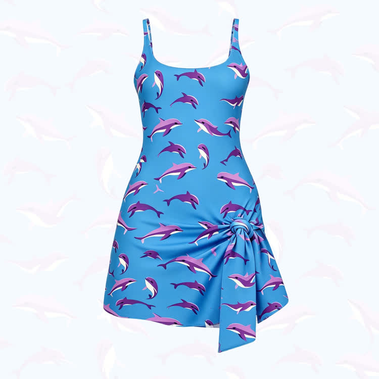 Modakawa Badekleid mit Delfinmotiv - Blue - 2XL - image 2