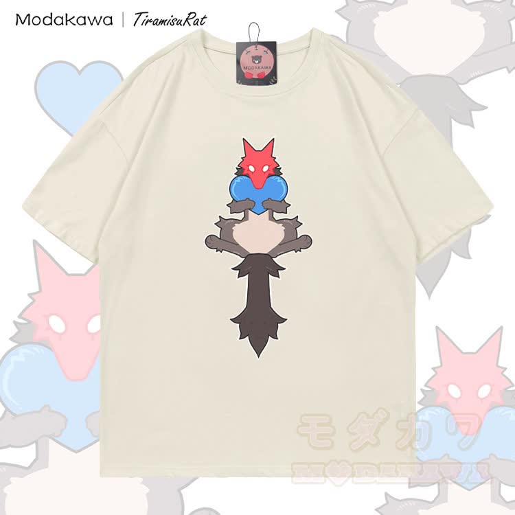 MODAKAWA X TiramisuRat Rat Heart Graphic 100% Cotton T-Shirt - Hellbeige - 5XL - image 2