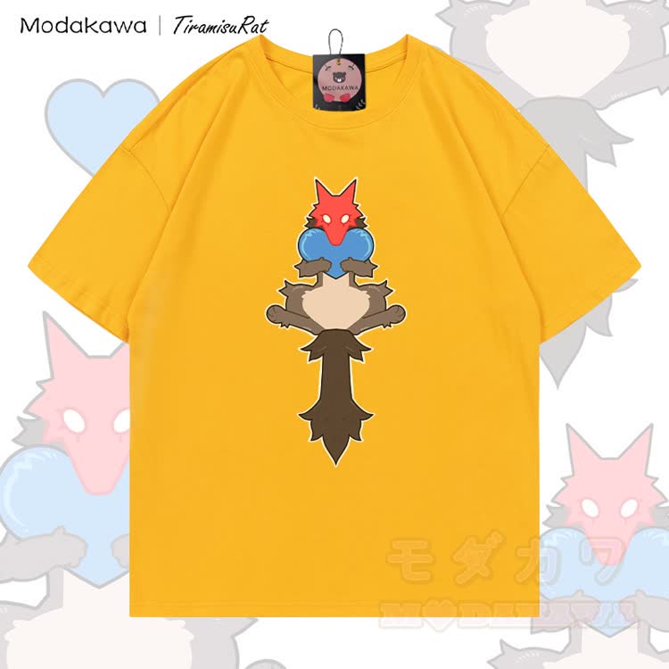MODAKAWA X TiramisuRat Rat Heart Graphic 100% Cotton T-Shirt - Gelb - 5XL - image 1