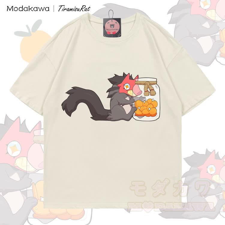 MODAKAWA X TiramisuRat Rat Snack Grafik 100% Baumwoll-T-Shirt - Hellbeige - 5XL - image 1
