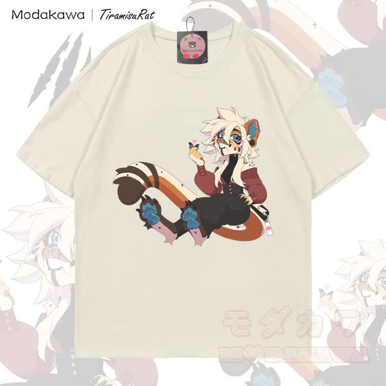 MODAKAWA X TiramisuRat Weißhaar-Ratten-Grafik T-Shirt aus 100 % Baumwolle - Hellbeige - 5XL - image 2