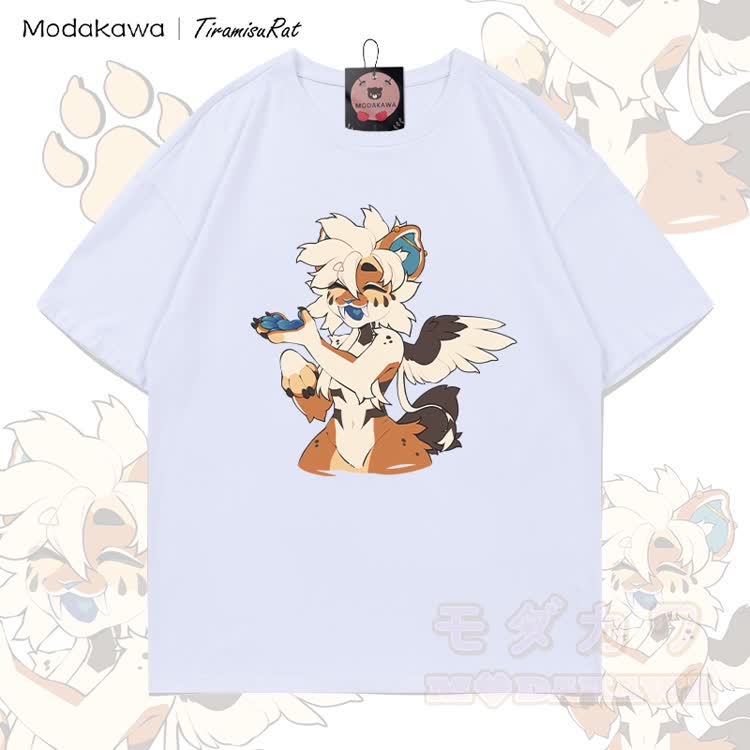 MODAKAWA X TiramisuRat Geflügelte Ratte Grafik 100% Baumwolle T-Shirt - Weiß - 5XL - image 2