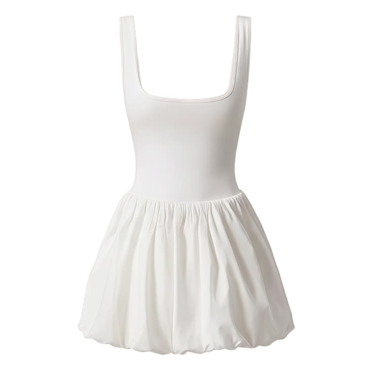 Ärmelloses Minikleid mit Ballonsaum - White - XL - image 2