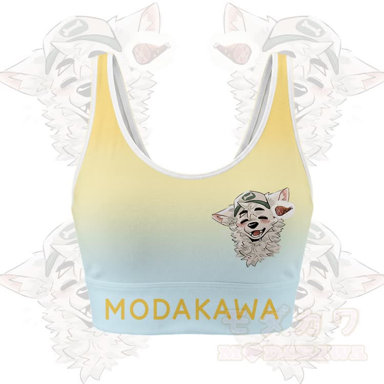 MODAKAWA X atka Fox Wants Meat Sport-BH-Top mit Farbverlauf und passender Leggings - Gelbes Oberteil - 5XL - image 2