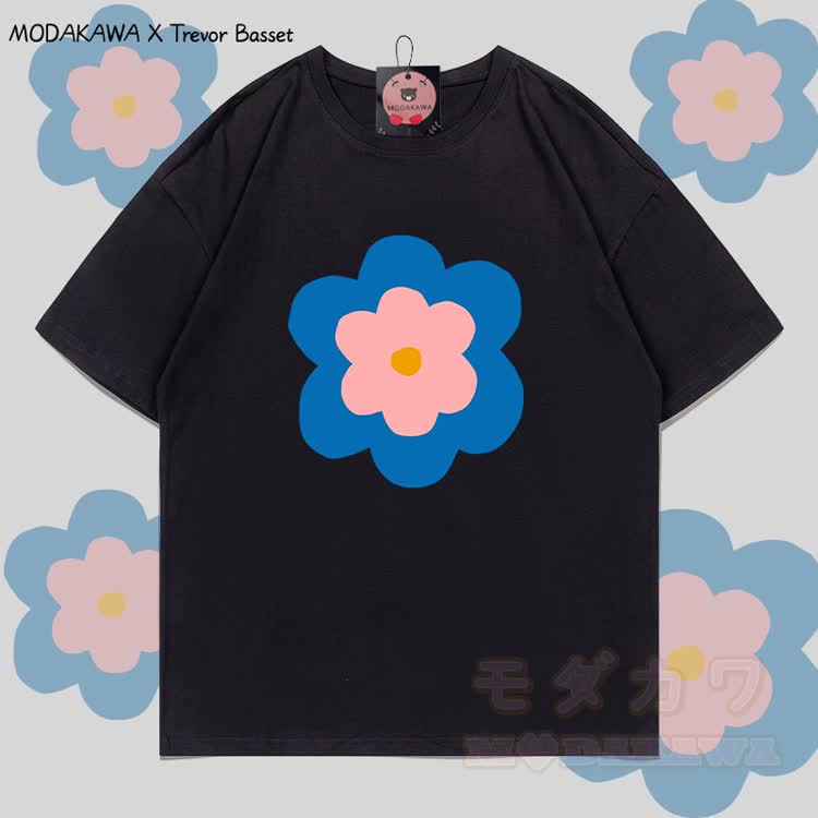 MODAKAWA X Trevor Basset T-Shirt mit Blumenmuster aus 100 % Baumwolle - Schwarz - 5XL - image 2