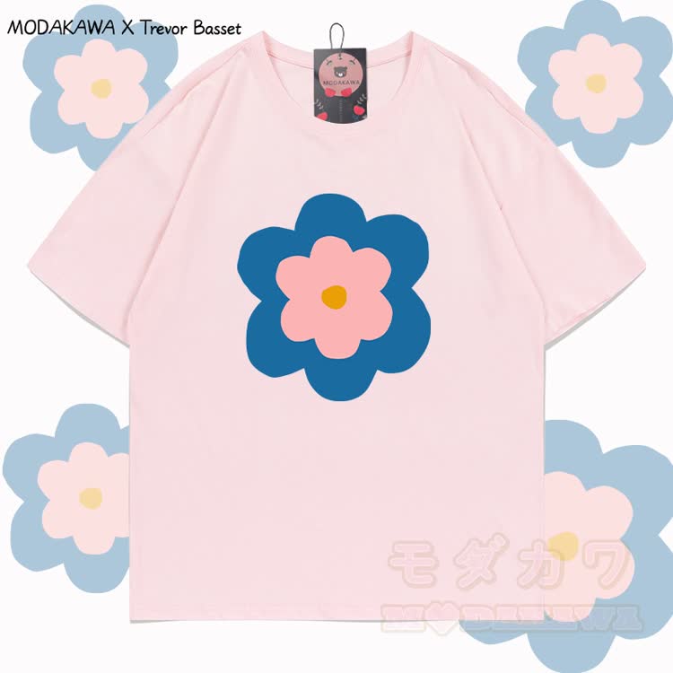 MODAKAWA X Trevor Basset T-Shirt mit Blumenmuster aus 100 % Baumwolle - Rosa - 5XL - image 1