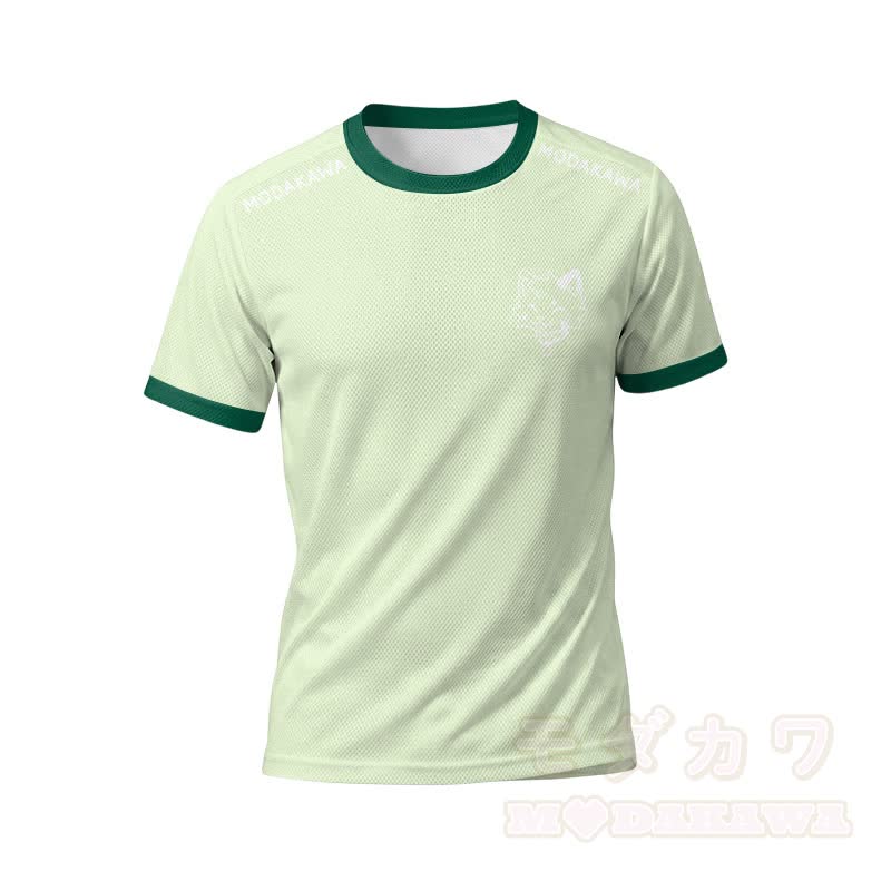 MODAKAWA X popipeko Herren-Sport-T-Shirt mit Katzenmotiv und passender Shorts mit Kordelzug - Grüne Spitze - 5XL - image 4