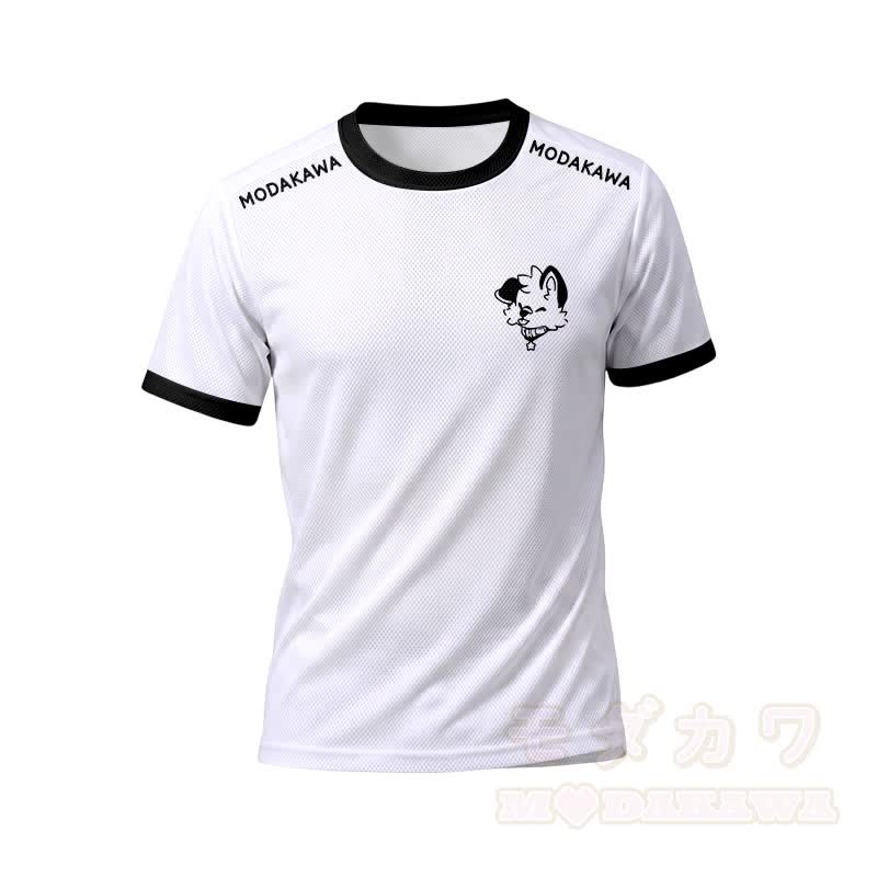 MODAKAWA X popipeko Herren-Sport-T-Shirt mit Welpenmotiv und passender Shorts mit Kordelzug - Weißes Oberteil - 5XL - image 2