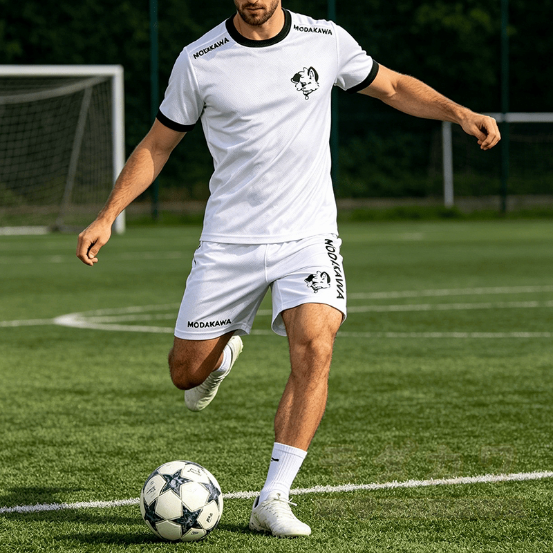 MODAKAWA X popipeko Herren-Sport-T-Shirt mit Welpenmotiv und passender Shorts mit Kordelzug - image 1