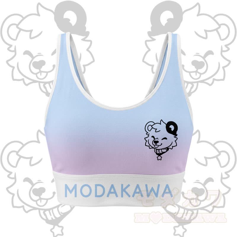 MODAKAWA X popipeko Bären-Grafik Crop Tanktop Sport Top Rock passendes Outfit - Blaues und lila Oberteil - 2XL - image 2