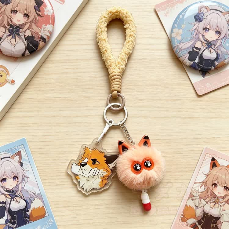 MODAKAWA X atka Schlüsselanhänger mit Fuchs-Motiv, flauschige Katze, Geburtstagsgeschenk - image 2