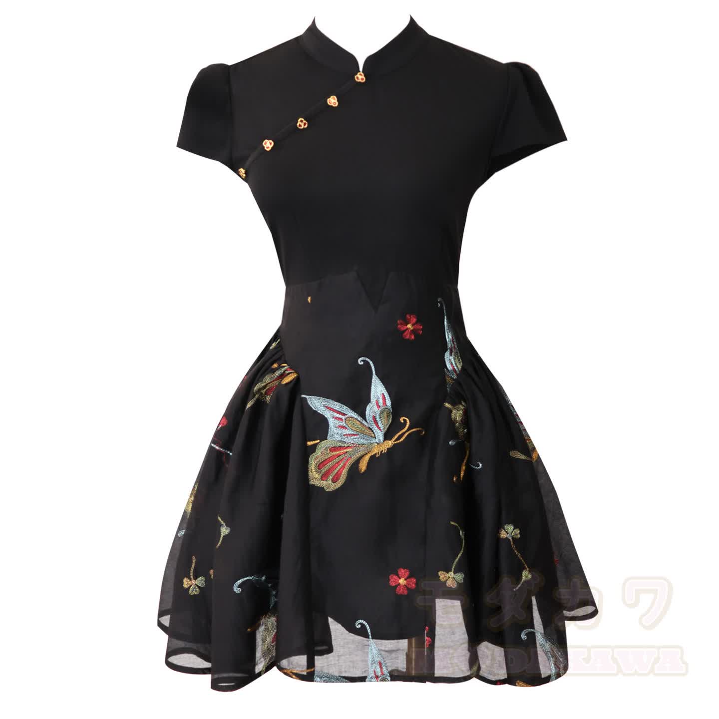 Vintage-Kleid aus besticktem Netzstoff mit Schmetterlingsmotiv - Schwarz - XL - image 2