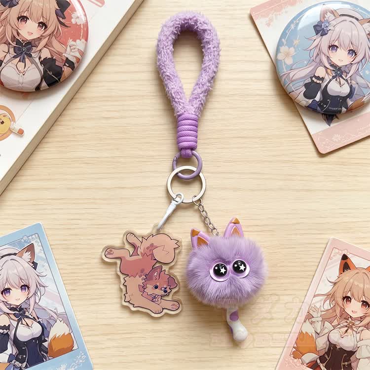 MODAKAWA X popipeko Welpen-Schlüsselanhänger mit flauschiger Katze – Geburtstagsgeschenk - image 2