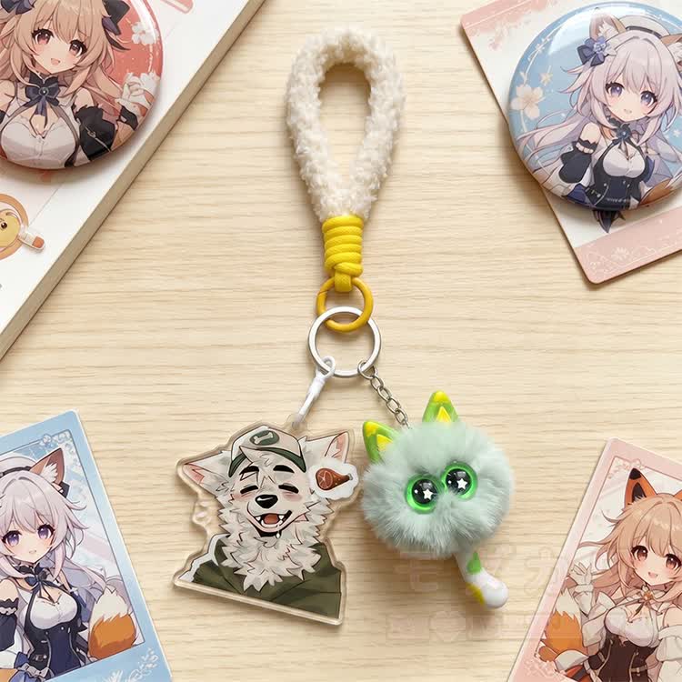 MODAKAWA X atka Fuchs will Fleisch Flauschiger Katzen-Schlüsselanhänger Geburtstagsgeschenk - image 1