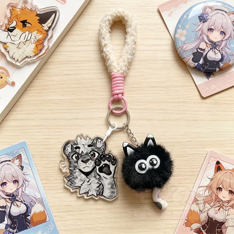 MODAKAWA X atka Tigerpfote Flauschiger Katzen-Schlüsselanhänger Geburtstagsgeschenk - image 2