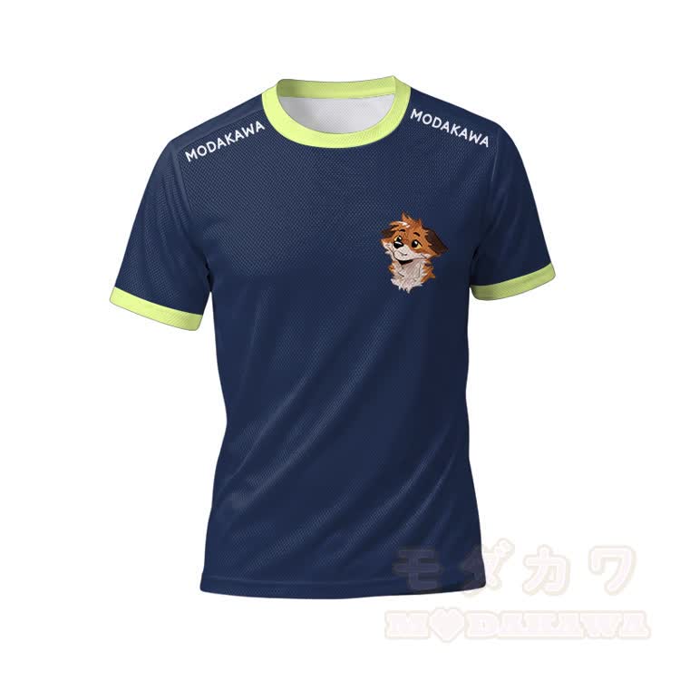 MODAKAWA X atka Fox Graphic Herren-Sport-T-Shirt mit Kordelzug und passender Shorts - Blaues Oberteil - 5XL - image 2