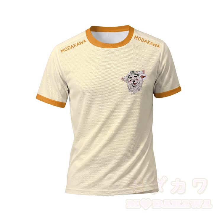 MODAKAWA X atka Fox Wants Meat Grafik Herren Sport T-Shirt mit Kordelzug Shorts passendes Outfit - Beige Top - 5XL - image 2