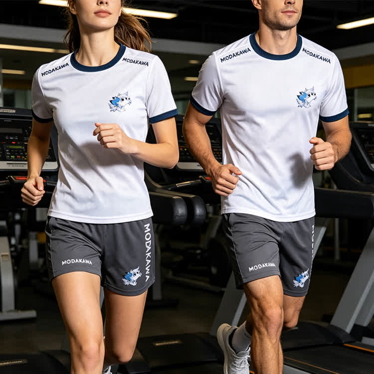 MODAKAWA X Space Barker Looking Up Grafik Herren-Sport-T-Shirt mit Kordelzug, passende Shorts und Outfit - image 1