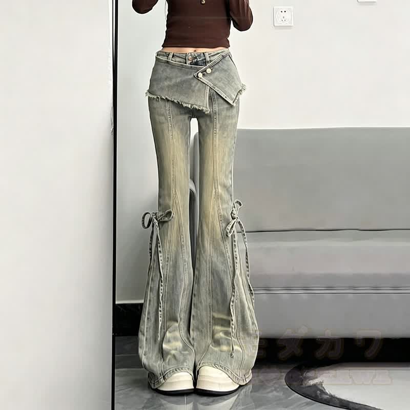 Lagenlook-Jeans mit weitem Bein und ausgestelltem Schnitt - image 1