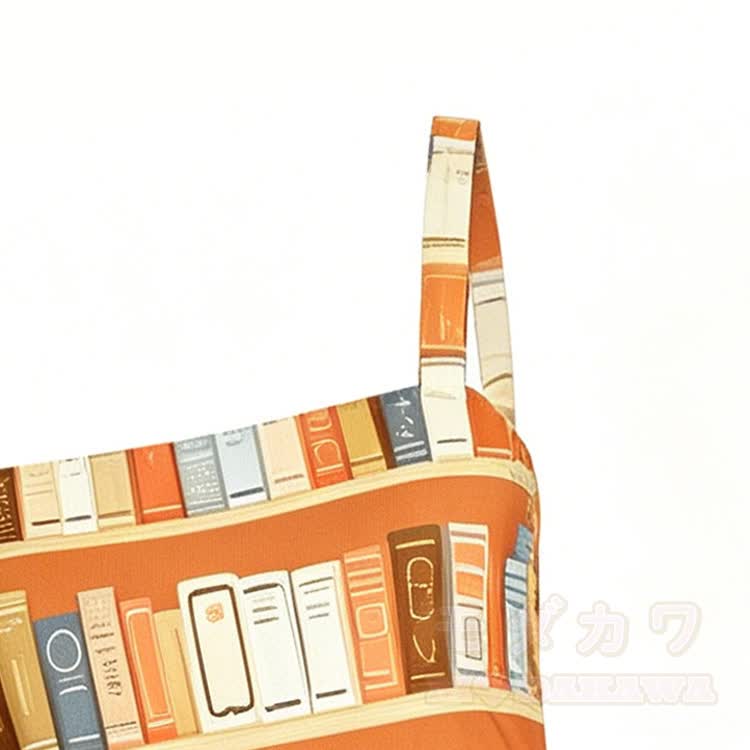 Orangefarbenes Bücherregal-Grafik-Modakawa-Slipkleid - image 2