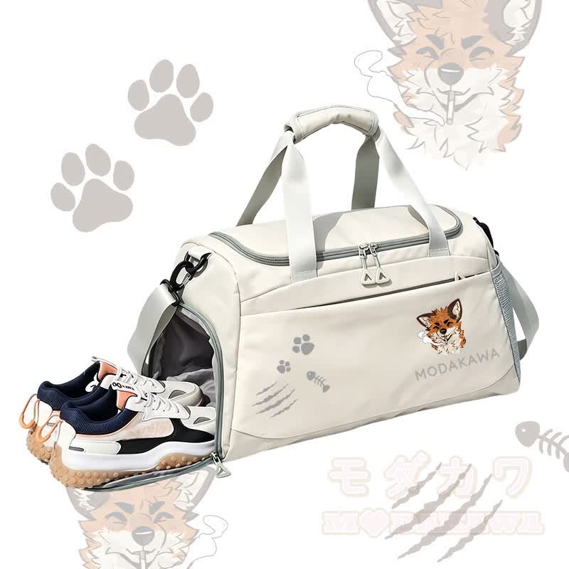 MODAKAWA X atka Fox Smoking Graphic Sporttasche mit großem Fassungsvermögen - Weiß - 55 x 28 x 26 cm - image 2