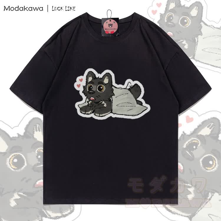 MODAKAWA X LUCK LIKE Niedliches Porto Grafik-T-Shirt aus 100 % Baumwolle - Schwarz - 5XL - image 2