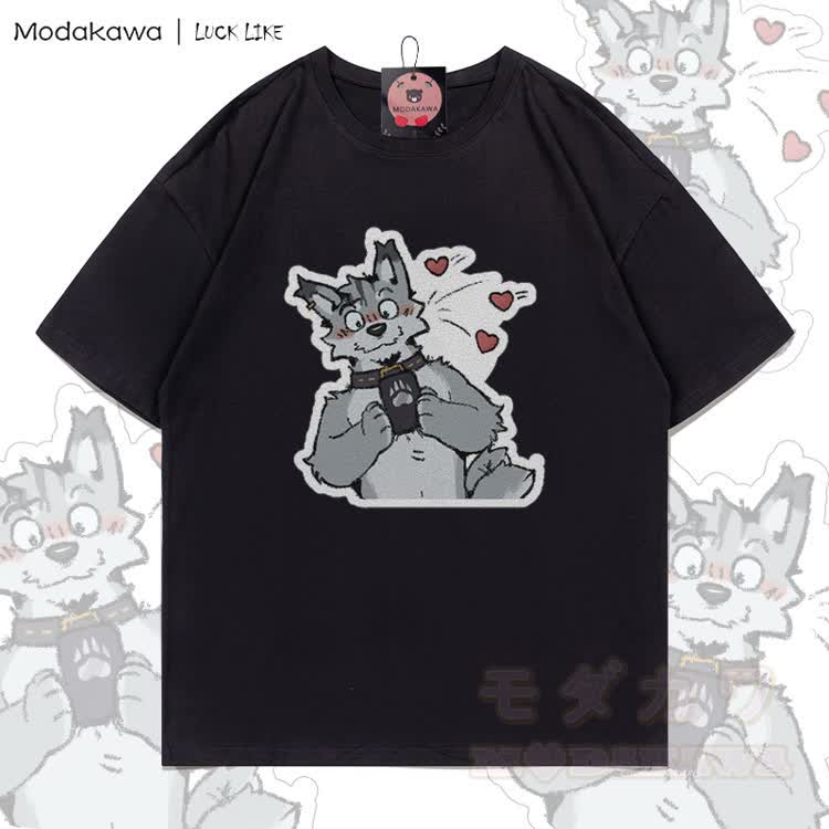 MODAKAWA X LUCK LIKE Niedliches Remy-Handy-Grafik-T-Shirt aus 100 % Baumwolle - Schwarz - 5XL - image 2