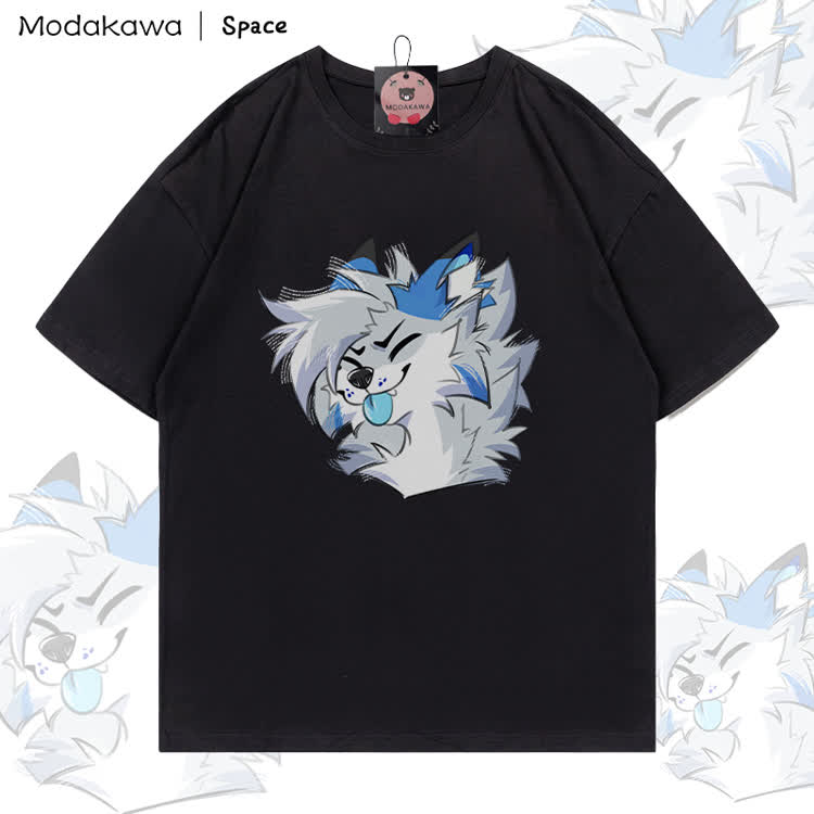 MODAKAWA X Space Barker Zunge-raus-Grafik T-Shirt aus 100 % Baumwolle - Black - 5XL - image 1