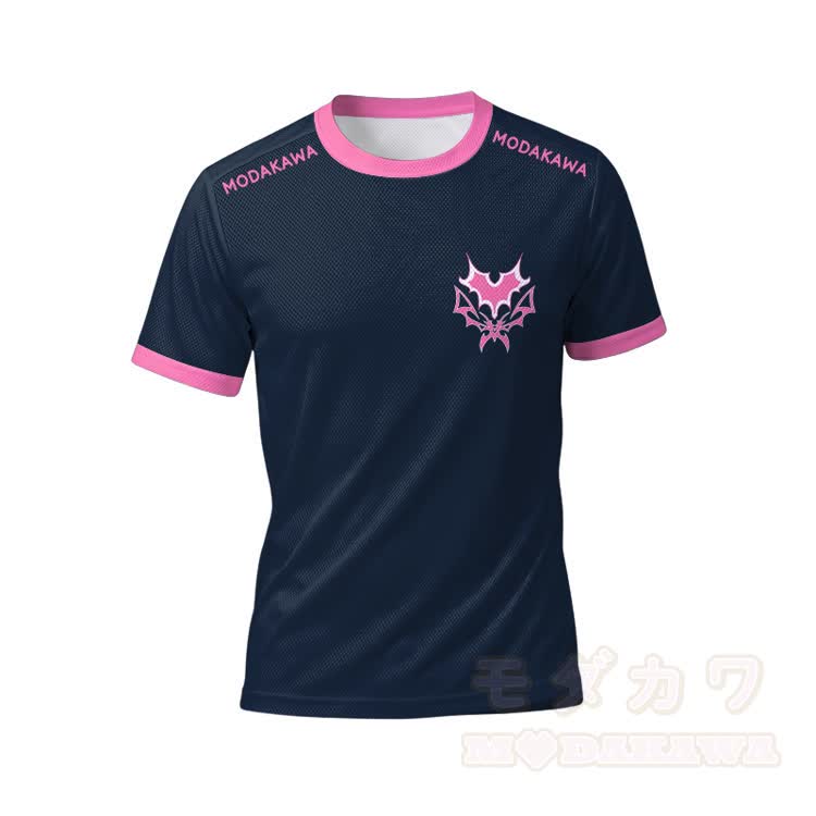 MODAKAWA X Aki Heart Bat Graphic Herren-Sport-T-Shirt mit Kordelzug und passender Shorts - Rosa Top - 5XL - image 2