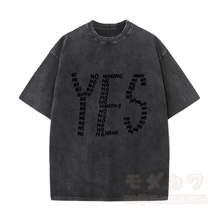 YES Graphic Modakawa Vintage Washed 100% Cotton T-Shirt - Schwarz B - 5XL - image 2