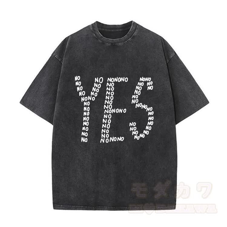 YES Graphic Modakawa Vintage Washed 100% Cotton T-Shirt - Schwarz A - 5XL - image 1