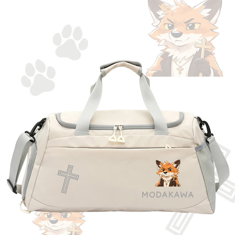 Modakawa Sporttasche mit großem Fassungsvermögen und Fuchs-Kreuz-Grafik - White - 55*28*26 cm - image 2