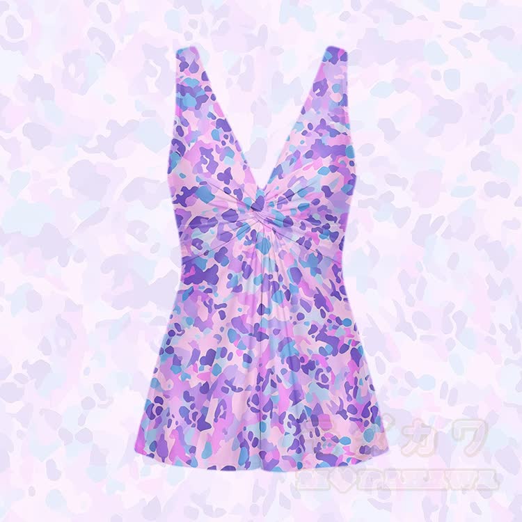 Lila gemusterter Damen-Badeanzug - Lila - 5XL - image 2