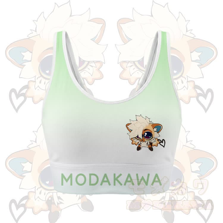 MODAKAWA X TiramisuRat Sport-BH-Top und Leggings mit niedlichem Ratten-Grafikmuster und Farbverlauf - Grüne Spitze - 5XL - image 2