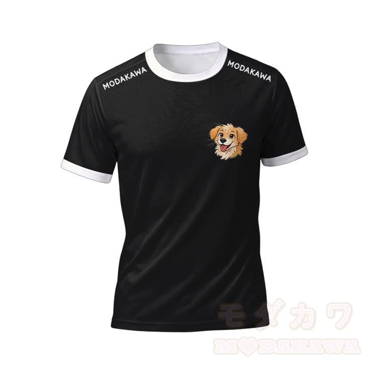 Herren-Sport-T-Shirt mit Welpenmotiv, Shorts mit Kordelzug, passendes Outfit von Modakawa - Schwarzes Oberteil - 5XL - image 2