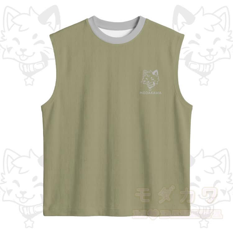 Ärmelloses, schnelltrocknendes Tanktop mit Katzenmotiv und passender Sporthose von Modakawa - Grüne Spitze - 5XL - image 2
