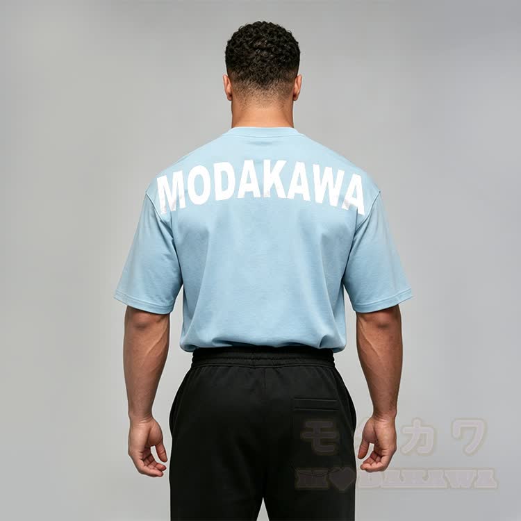 Modakawa Oversized Baumwoll-T-Shirt mit Kitty-Grafik und überschnittenen Schultern - image 1