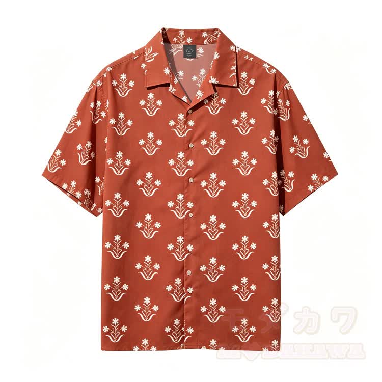 Floral Print Camp Collar Short Sleeve Shirt with Matching Dog Bandana - Shirt 【Single】 - 4XL - image 2